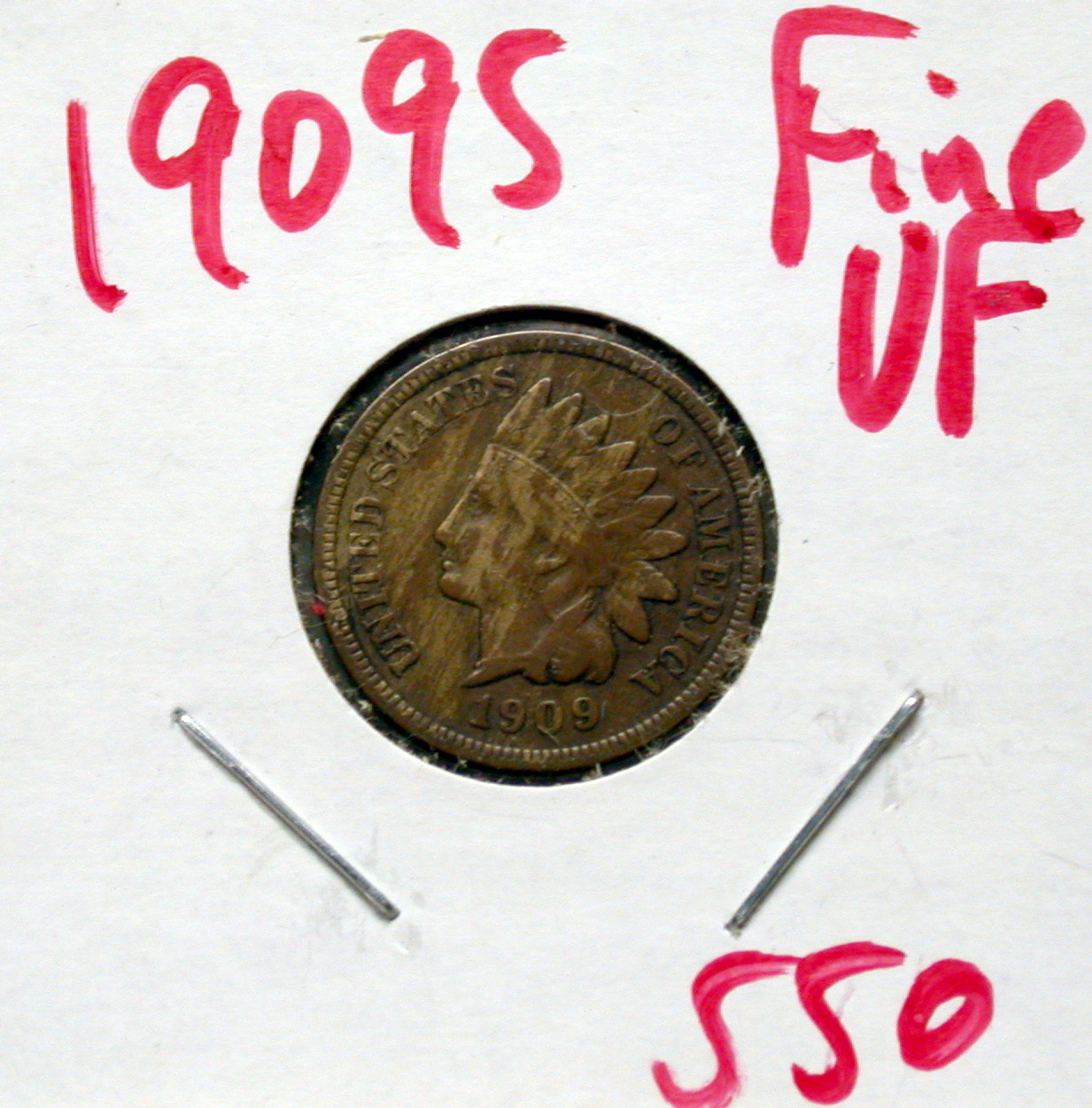 1909 S Indian Head Cent in Fine/VF - Click Image to Close
